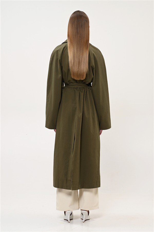BOOM 003 LONG TRENCH COAT KHAKI